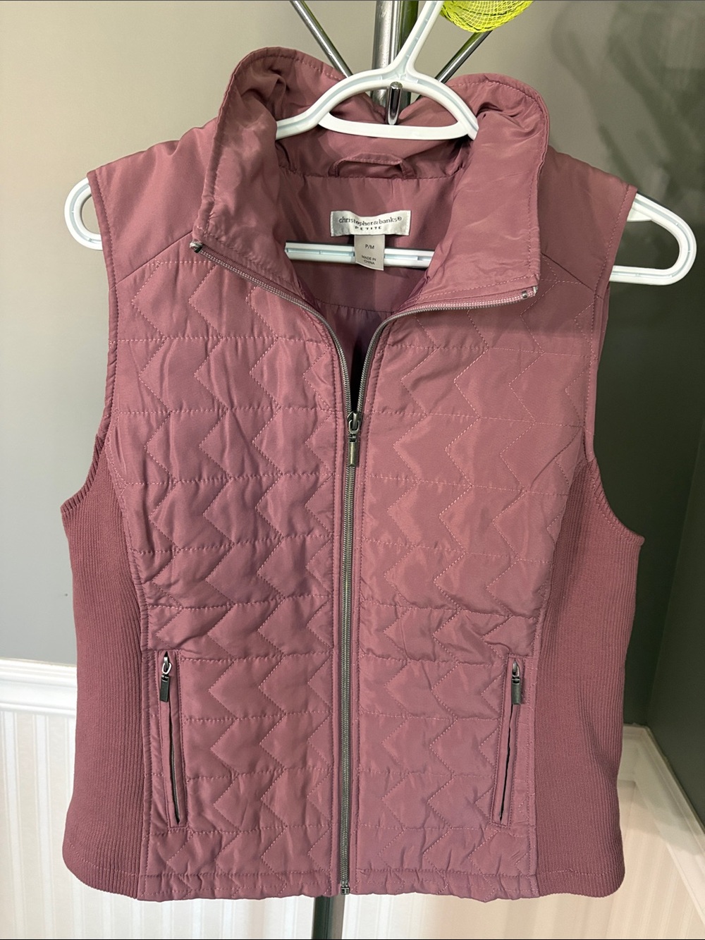 Christopher & Banks Quilted Sleeveless Vest — Dusty Rose